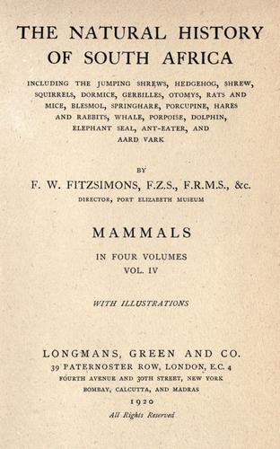 Cover for The natural history of South Africa