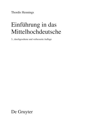 Cover for Einführung in das Mittelhochdeutsche