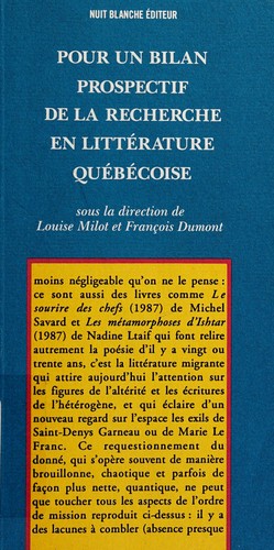 Cover for Pour un bilan prospectif de la recherche en littérature québécoise