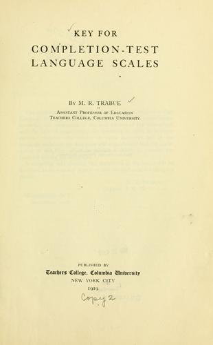 Cover for Key for Completion-test language scales