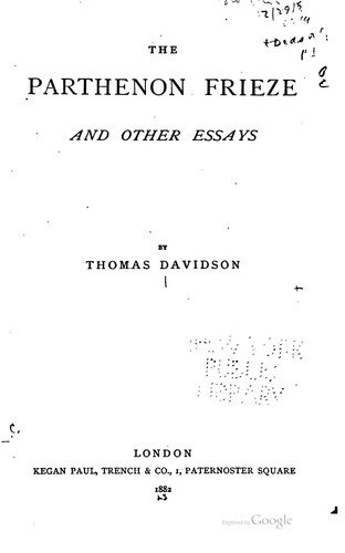 Cover for The Parthenon frieze, and other essays