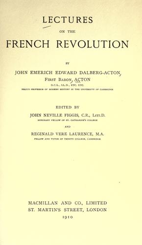 Cover for Lectures on the French revolution