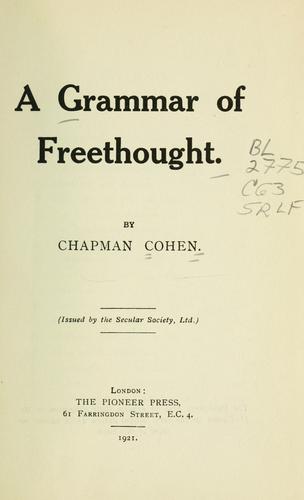 Cover for A grammar of freethought