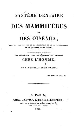Cover for Système dentaire des mammifères et des oiseaux: sous le point de vue de la composition et de la ...