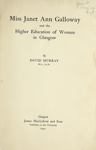 Cover for Miss Janet Ann Galloway
