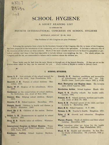 Cover for School hygiene