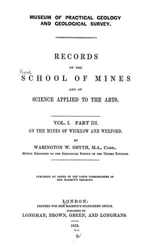 Cover for Records of the School of Mines and of science applied to the arts.