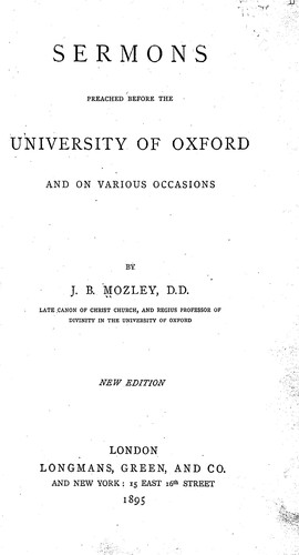 Cover for Sermons preached before the University of Oxford, and on various occasions