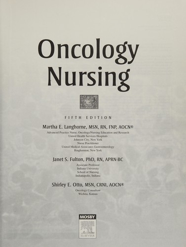 Cover for Oncology nursing