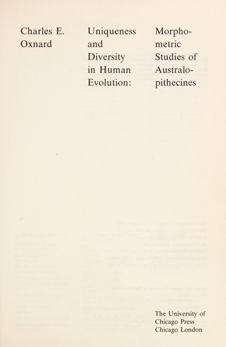 Cover for Uniqueness and diversity in human evolution