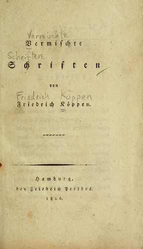 Cover for Vermischte schriften von Friedrich Köppen