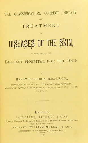 Cover for Classification, correct dietary, and treatment of diseases of the skin