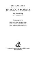 Cover for Festgabe für Theodor Maunz
