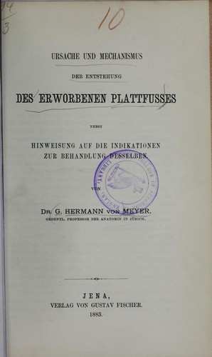 Cover for Ursache und Mechanismus der Entstehung des erworbenen Plattfusses