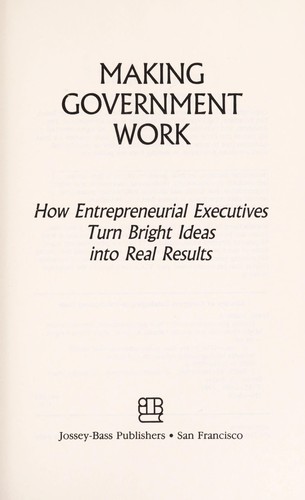 Cover for Making government work