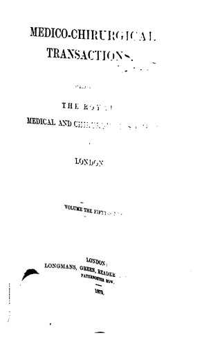 Cover for Medico-Chirurgical Transactions