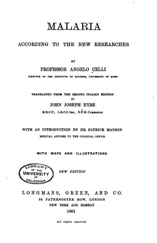 Cover for Malaria according to the new researches
