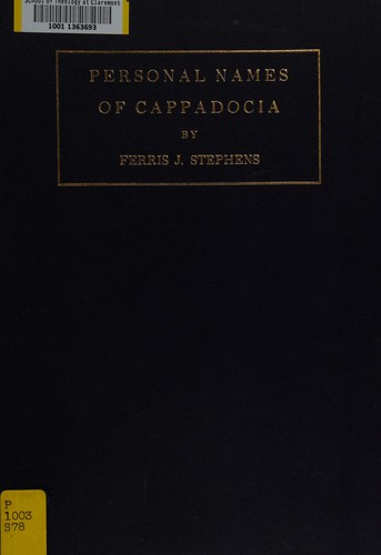 Cover for Personal names from cuneiform inscriptions of Cappadocia