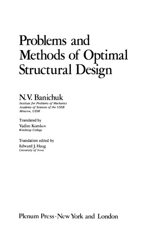 Cover for Problems and Methods of Optimal Structural Design