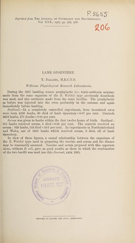 Cover for Lamb dysentery