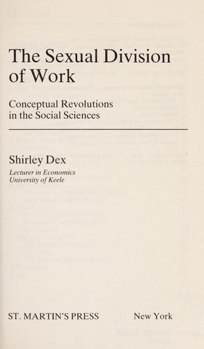 Cover for The sexual division of work