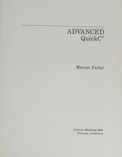 Cover for Advanced QuickC