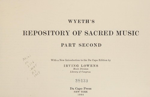 Cover for Wyeth's Repository of sacred music, Part second