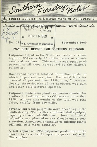 Cover for Southern forestry notes