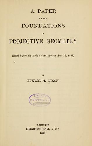Cover for A paper on the foundations of projective geometry.