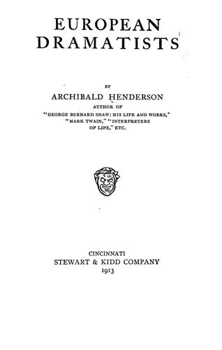 Cover for European dramatists