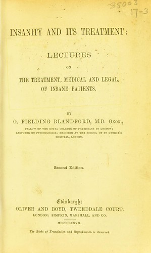 Cover for Insanity and its treatment