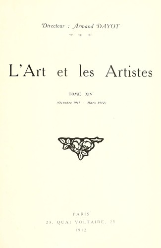 Cover for L'Art et les artistes