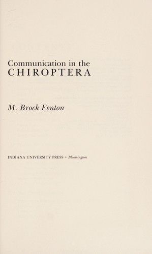 Cover for Communication in the Chiroptera