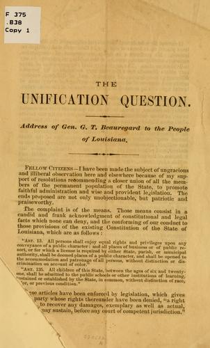 Cover for The unification question.