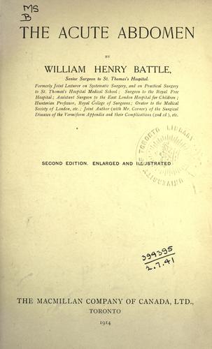 Cover for The acute abdomen.