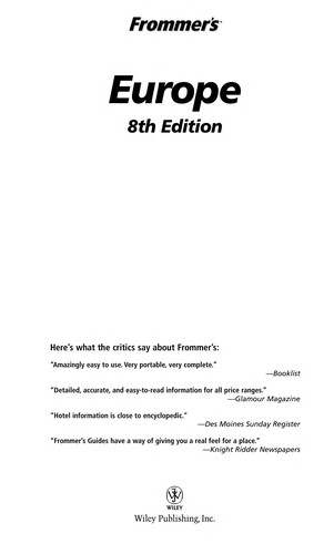 Cover for Frommer's Europe.