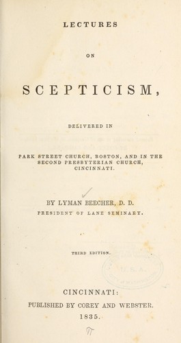 Cover for Lectures on scepticism, ...