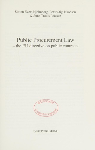Cover for Public procurement law