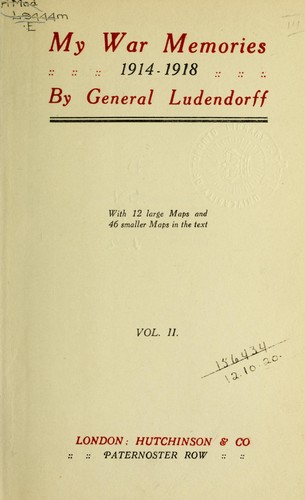 Cover for My war memories, 1914-1918