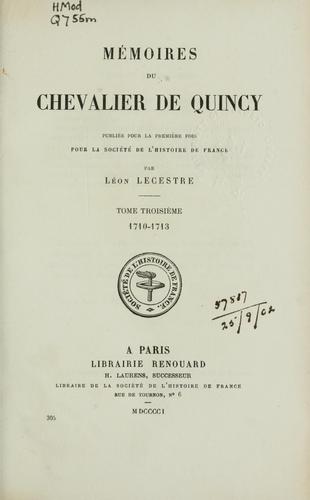 Cover for Mémoires du chevalier de Qunicy