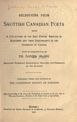 Cover for Selections from Scottish Canadian poets