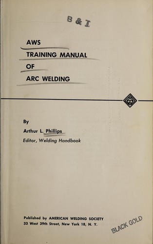 Cover for AWS training manual of arc welding