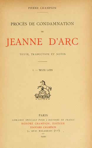 Cover for Procès de condamnation de Jeanne d'Arc.