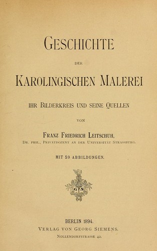 Cover for Geschichte der karolingischen Malerei