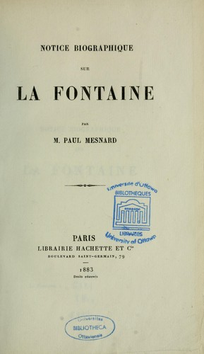 Cover for Notice biographique sur La Fontaine