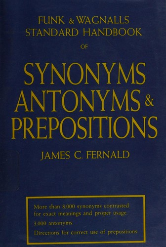 Cover for Funk and Wagnalls Standard Handbook of Synonyms, Antonyms, and Prepositions.