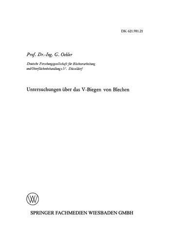 Cover for Untersuchungen über das V-Biegen von Blechen