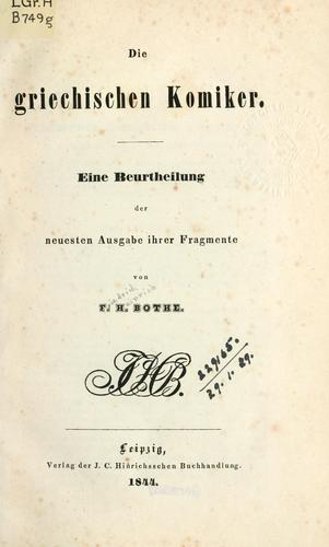 Cover for Die griechischen Komiker
