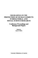 Cover for NIH readings on the protection of human subjects in behavioral and social science research