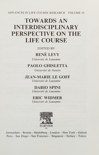 Cover for Towards an interdisciplinary perspective on the life course